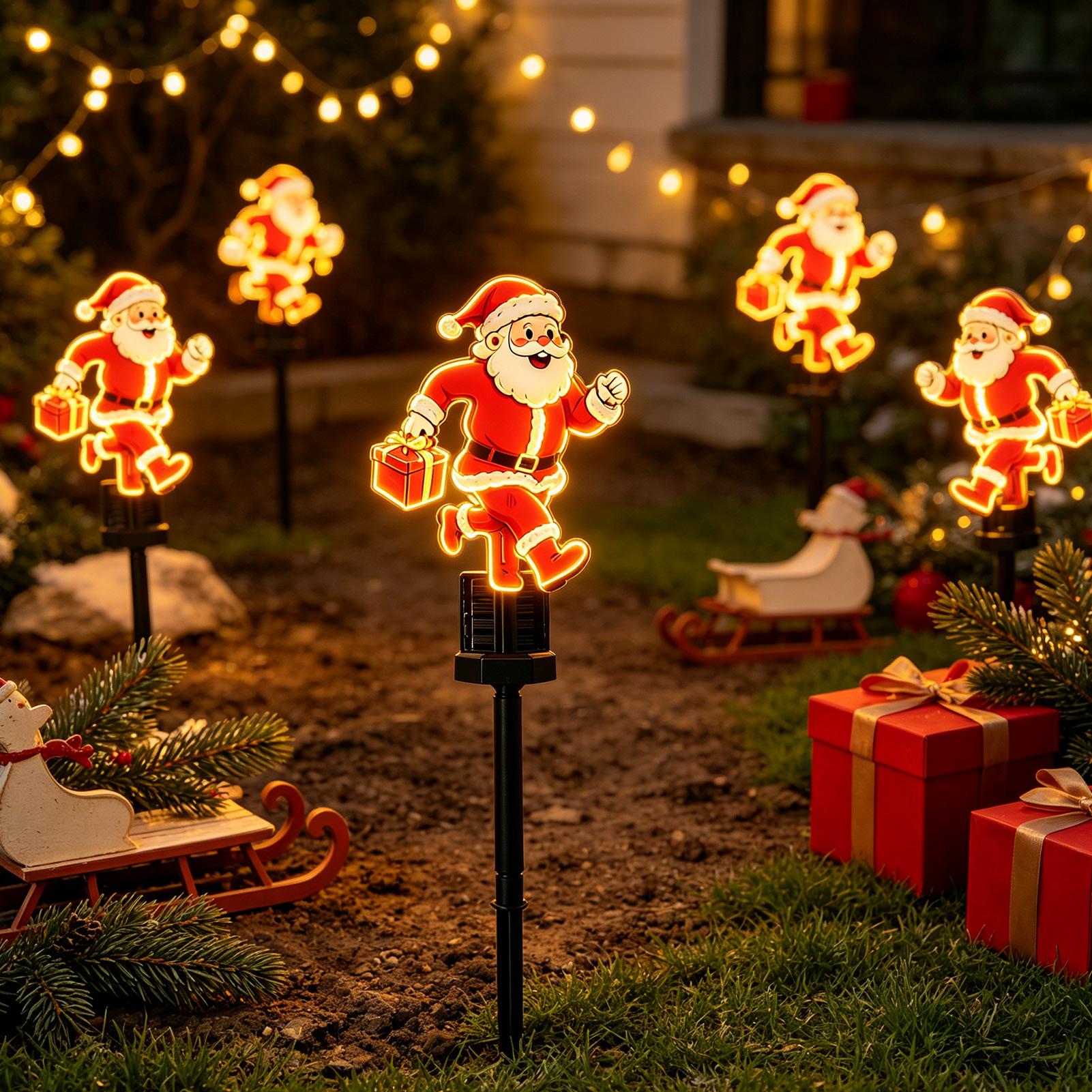 Outdoor Solar Power Xmas Lights - 크리스마스 산타클로스 정원 장식용 태양광 조명