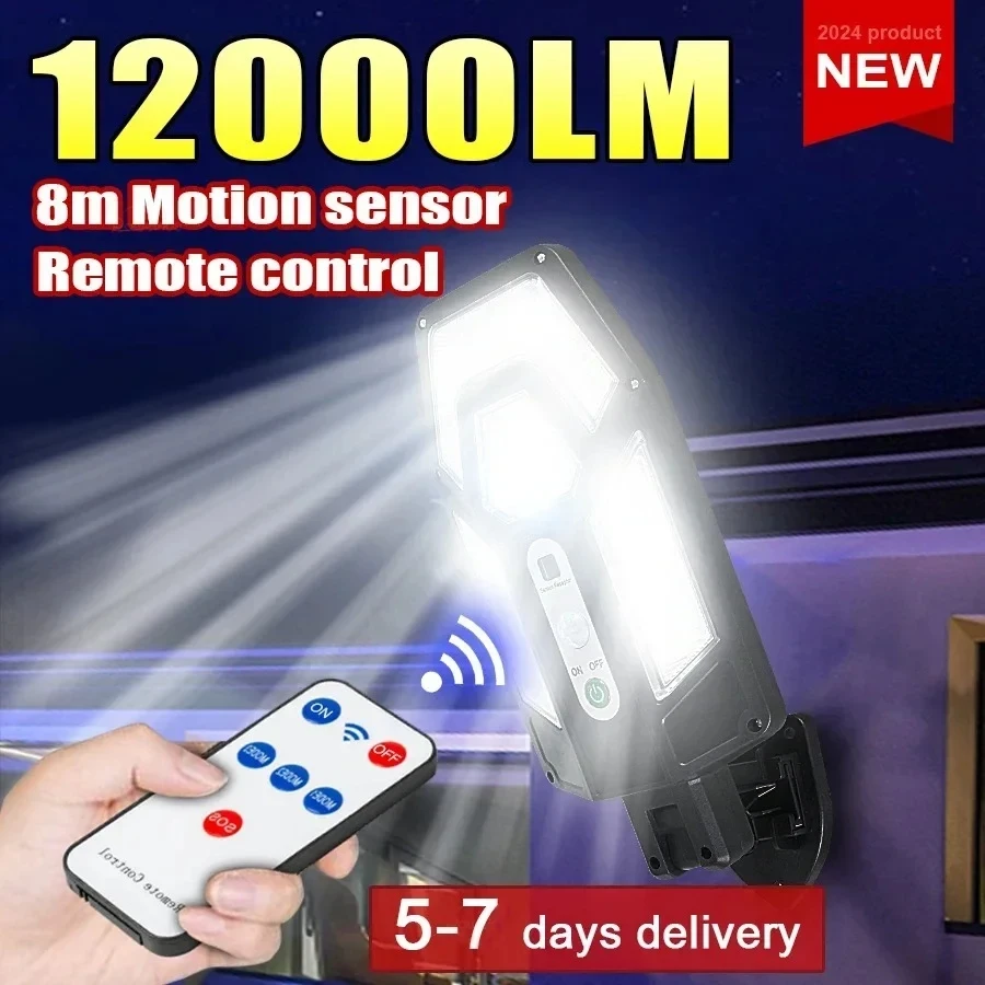 Outdoor Power Outlet Solar - 12000LM 강력한 태양광 벽등 리모컨 포함