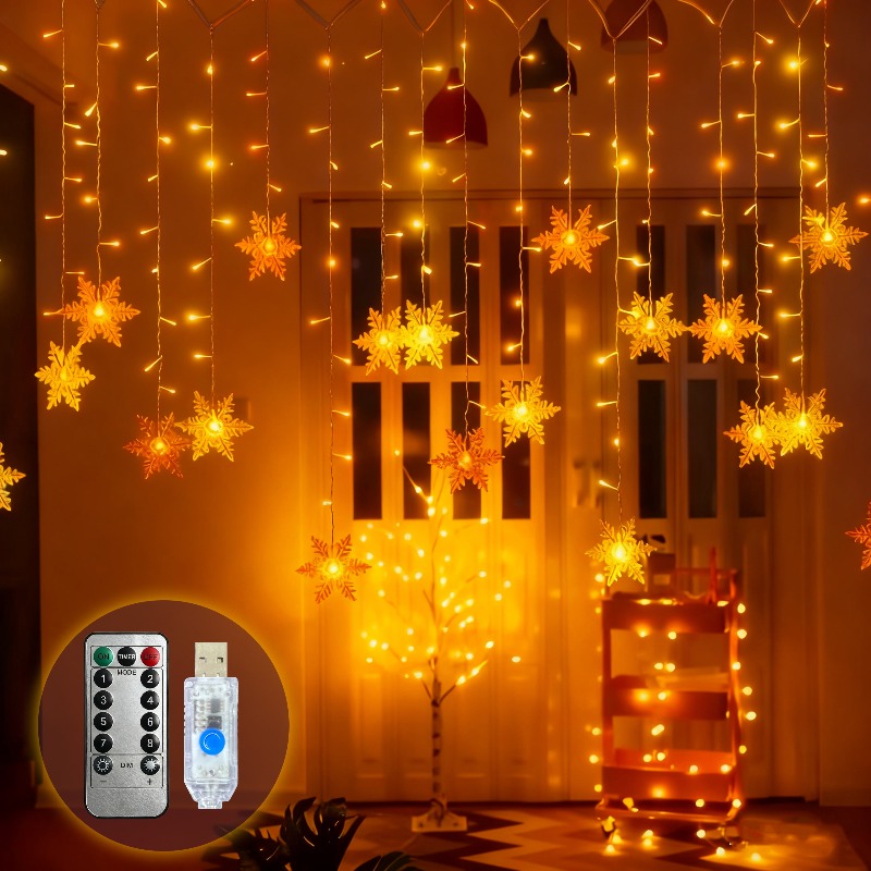 USB 전원 눈꽃 커튼 조명 리모컨 8가지 모드 IP6 - Outdoor Solar Power Xmas Lights 리뷰 및 가격