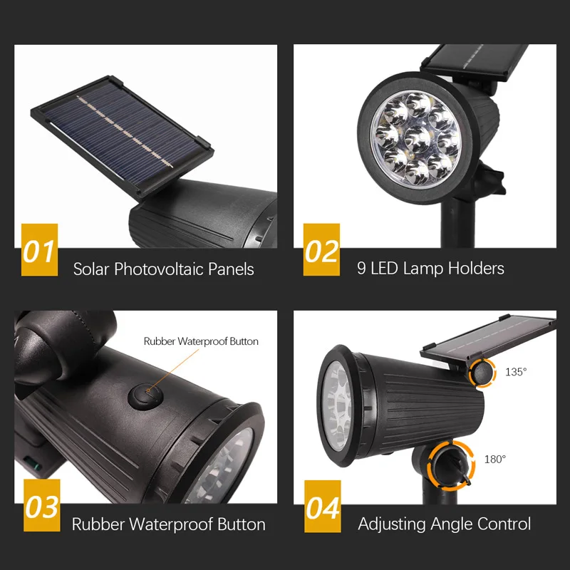 1/2개입 태양광 조경등 9LED 조절식 매립형 벽 스 - Outdoor Power Outlet Solar 리뷰 및 가격